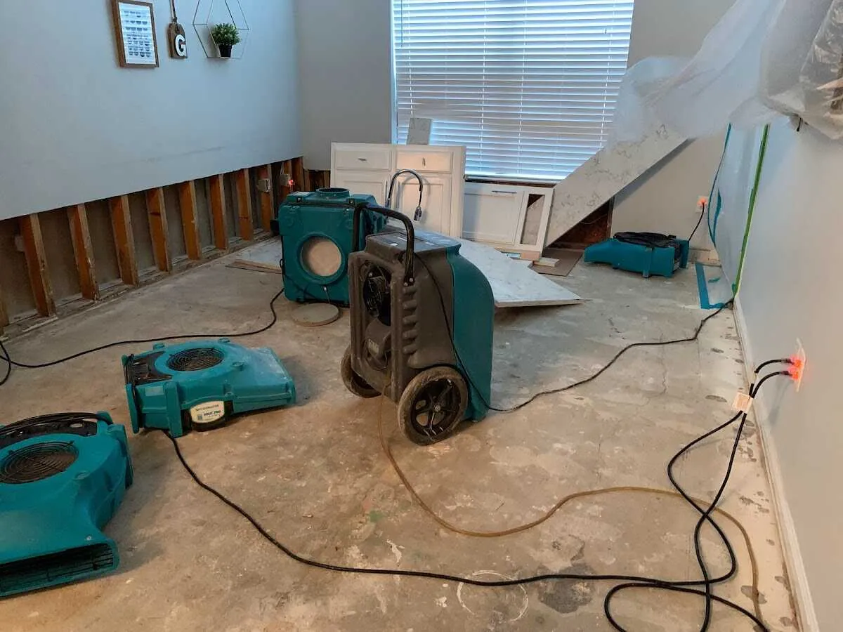 Dehumidifier in flood-cut room for Water Damage Restoration in Palmer Town